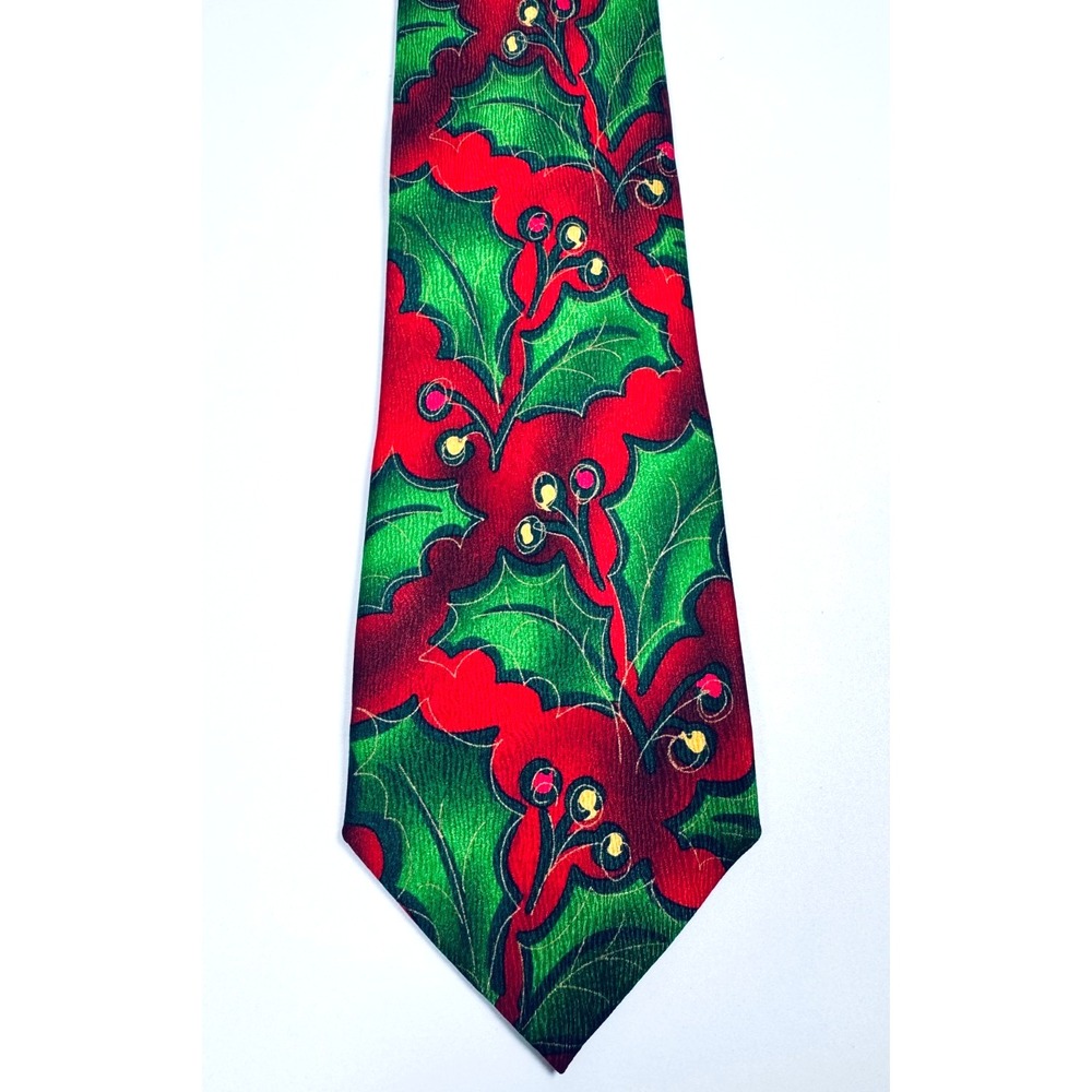 J Garcia Jerry Garcia Silk Tie Christmas 2007 Holly Berry Holiday Necktie Party